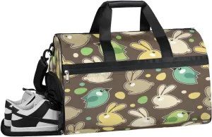 Spring Bunny Sports Gym Bag with Wet Pocket & Shoes Compartment Waterproof Workout Duffel Bag for Women and Men Weekender Overnight Duffle Bag Travel Carry-on Tote