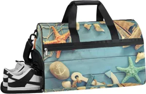 Starfish Board Pattern Sports Gym Bag with Wet Pocket & Shoes Compartment Waterproof Workout Duffel Bag for Women and Men Weekender Overnight Duffle Bag Travel Carry-on Tote