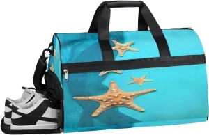 Starfishs Ocean Sports Gym Bag with Wet Pocket & Shoes Compartment Waterproof Workout Duffel Bag for Women and Men Weekender Overnight Duffle Bag Travel Carry-on Tote