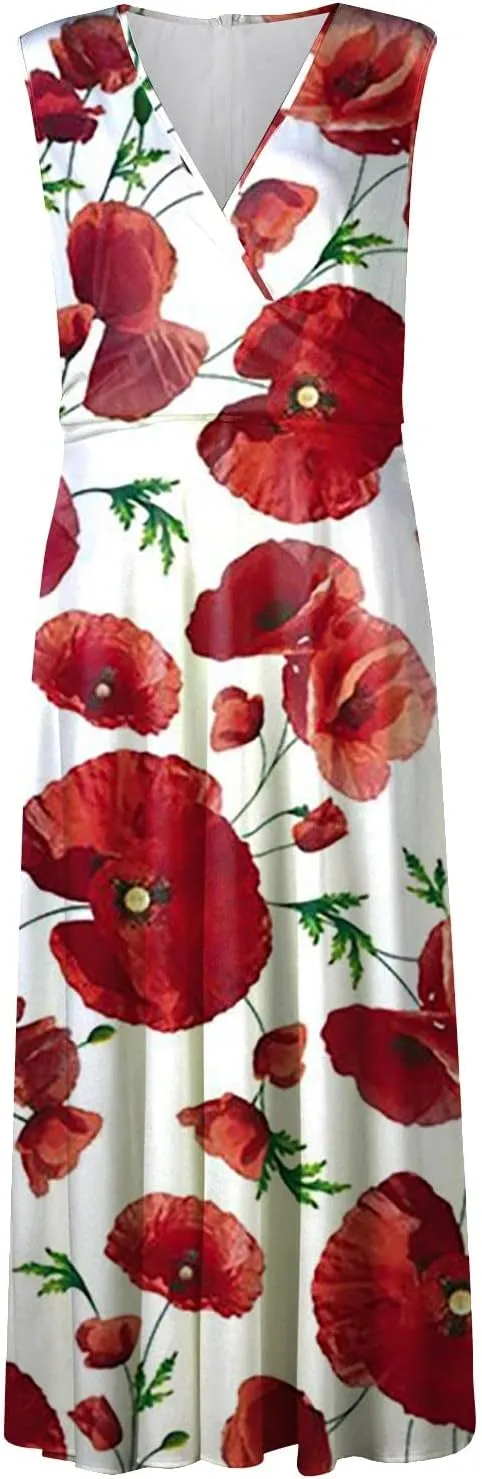 Summer Dresses for Women 2023 Dressy Deep V Neck Cold Shoulder Sleeve Maxi Dyeing Print Floor Length Gown Dresses