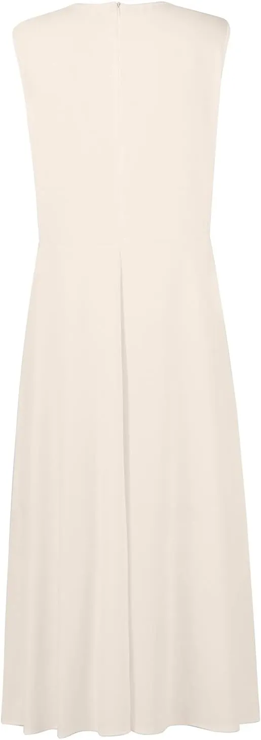 Summer Dresses for Women 2023 Trendy Solid Color Cold Shoulder Sleeve Maxi Ruffle Hem Fit and Flare Dresses