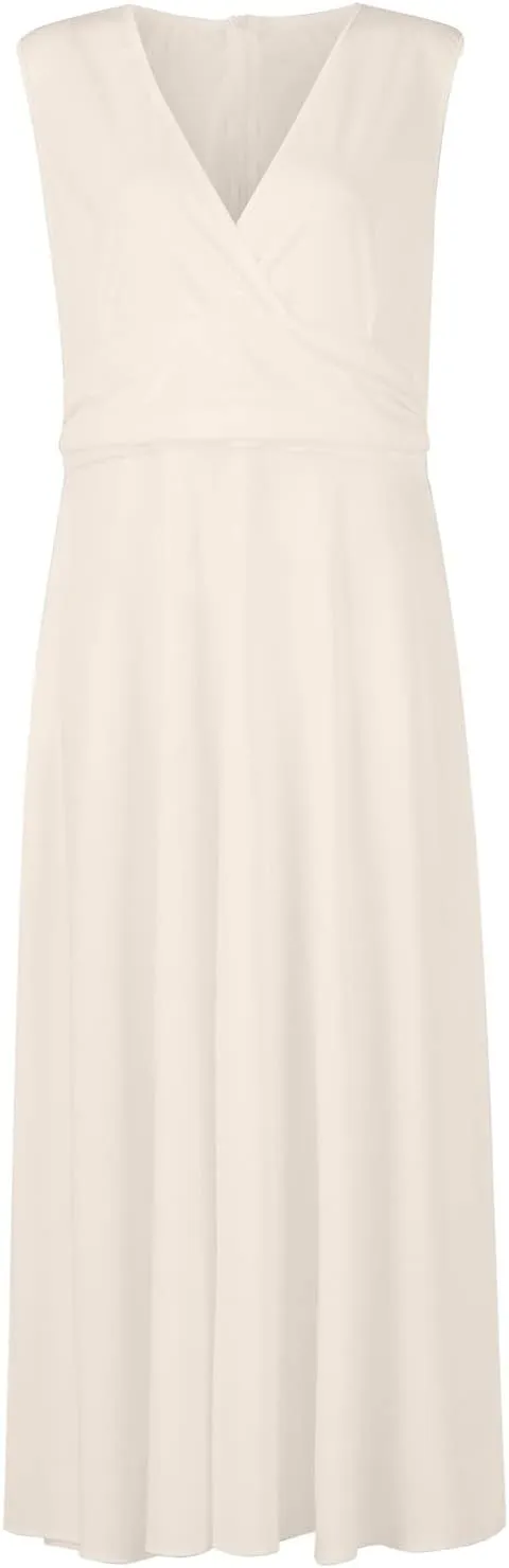 Summer Dresses for Women 2023 Trendy Solid Color Cold Shoulder Sleeve Maxi Ruffle Hem Fit and Flare Dresses