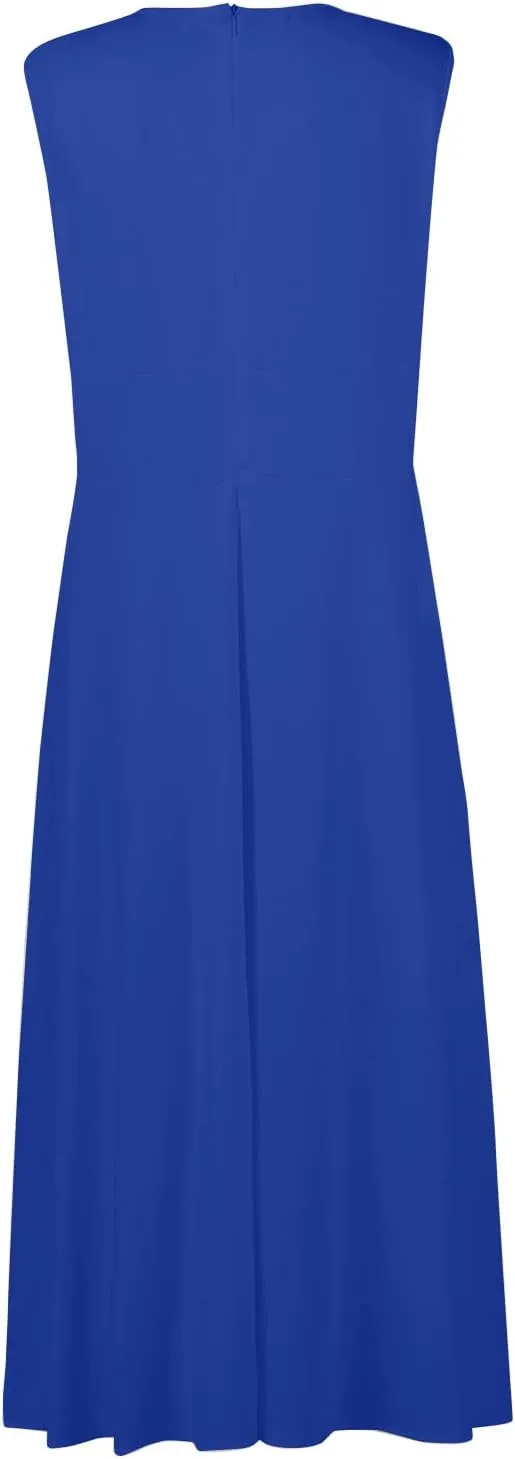 Summer Dresses for Women 2023 Trendy Solid Color Cold Shoulder Sleeve Maxi Ruffle Hem Fit and Flare Dresses