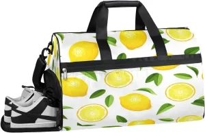 Summer Fruit Lemons Sports Gym Bag with Wet Pocket & Shoes Compartment Waterproof Workout Duffel Bag for Women and Men Weekender Overnight Duffle Bag Travel Carry-on Tote