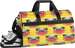Summer Print Sports Gym Bag with Wet Pocket & Shoes Compartment Waterproof Workout Duffel Bag for Women and Men Weekender Overnight Duffle Bag Travel Carry-on Tote