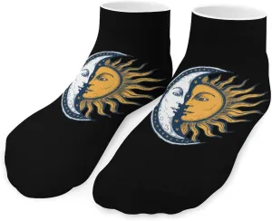 Sun and Moon Cute Ankle Socks 1 Pairs Low Cut No Show Sock Breathable Stocking for Men Women