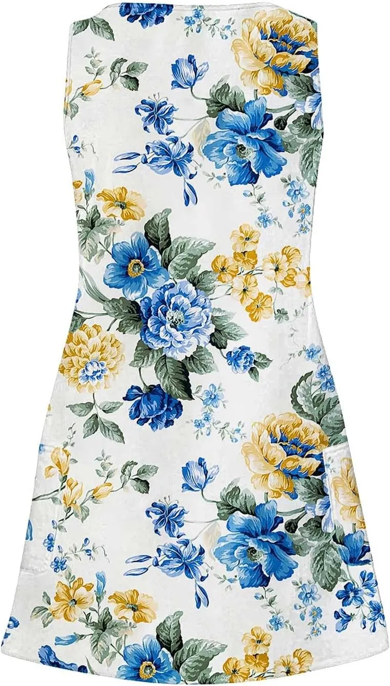 Sundresses for Women Summer Casual V Neck Sleeveless Sun Dresses Boho Tank Dress 4th of July Patriotic Beach Dresses