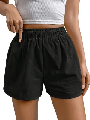SweatyRocks Women's Boxer Shorts with Pockets Elastic Waist Casual Lounge Shorts