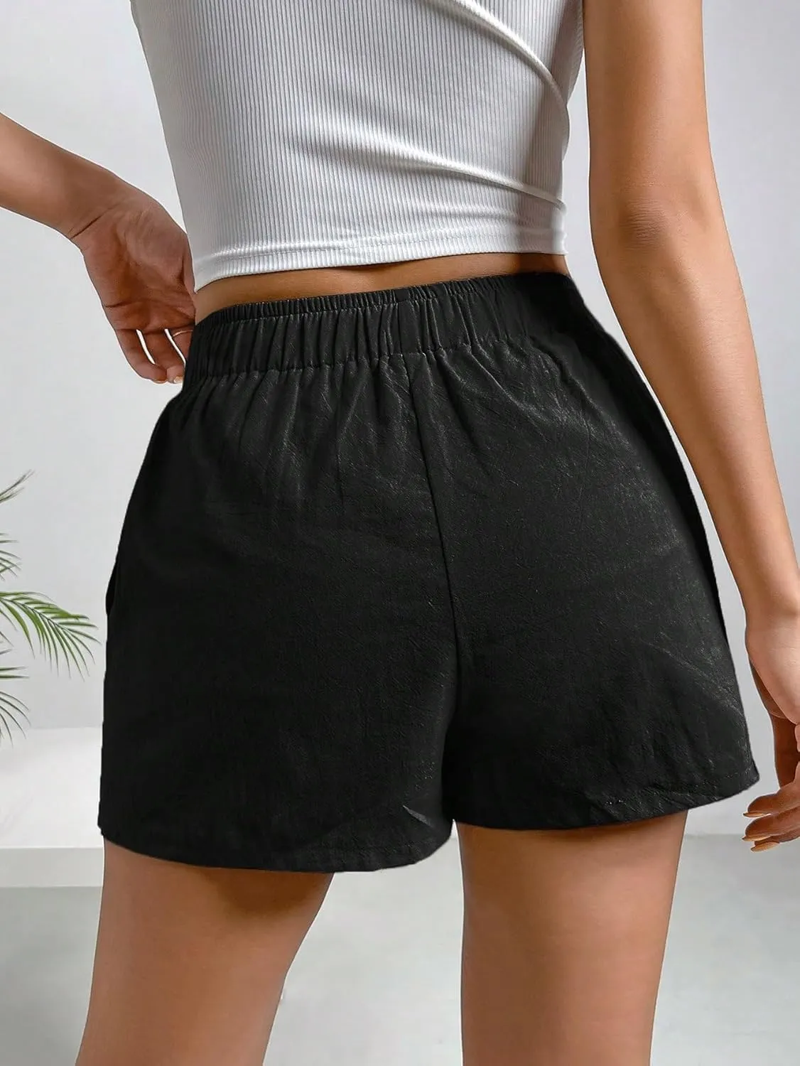 SweatyRocks Women's Boxer Shorts with Pockets Elastic Waist Casual Lounge Shorts