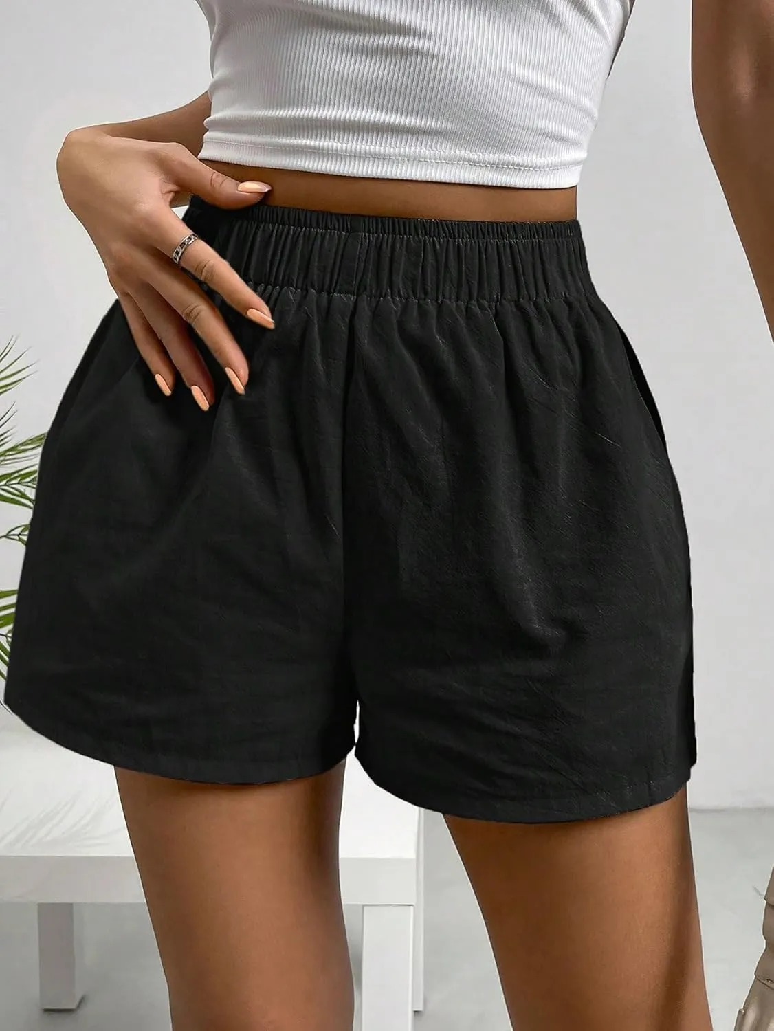 SweatyRocks Women's Boxer Shorts with Pockets Elastic Waist Casual Lounge Shorts