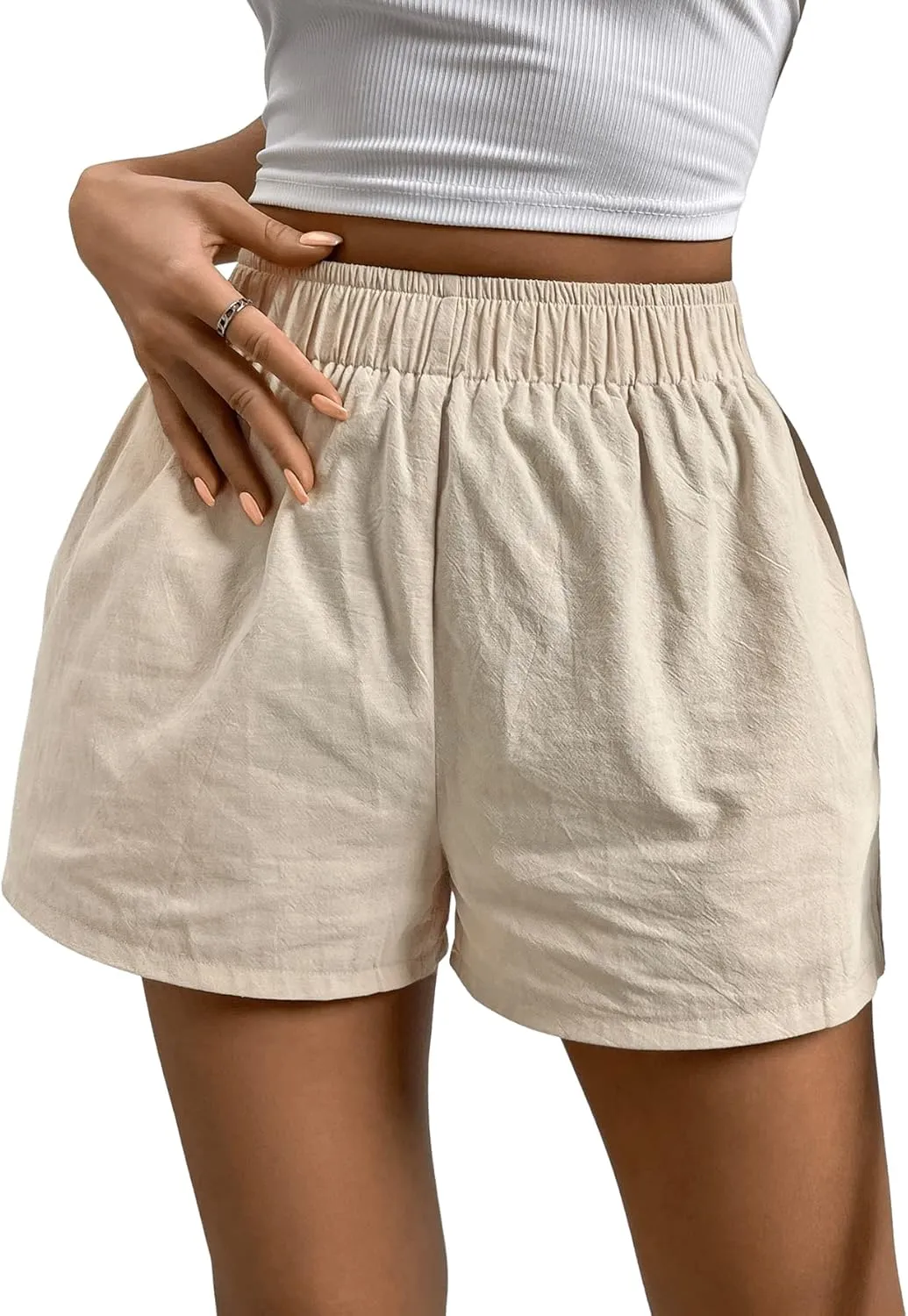 SweatyRocks Women's Boxer Shorts with Pockets Elastic Waist Casual Lounge Shorts