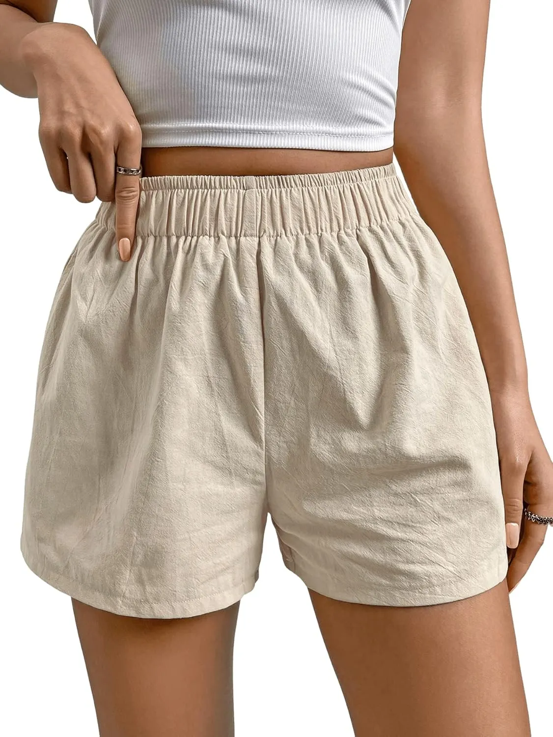 SweatyRocks Women's Boxer Shorts with Pockets Elastic Waist Casual Lounge Shorts