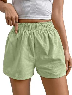 SweatyRocks Women's Boxer Shorts with Pockets Elastic Waist Casual Lounge Shorts