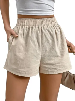 SweatyRocks Women's Boxer Shorts with Pockets Elastic Waist Casual Lounge Shorts