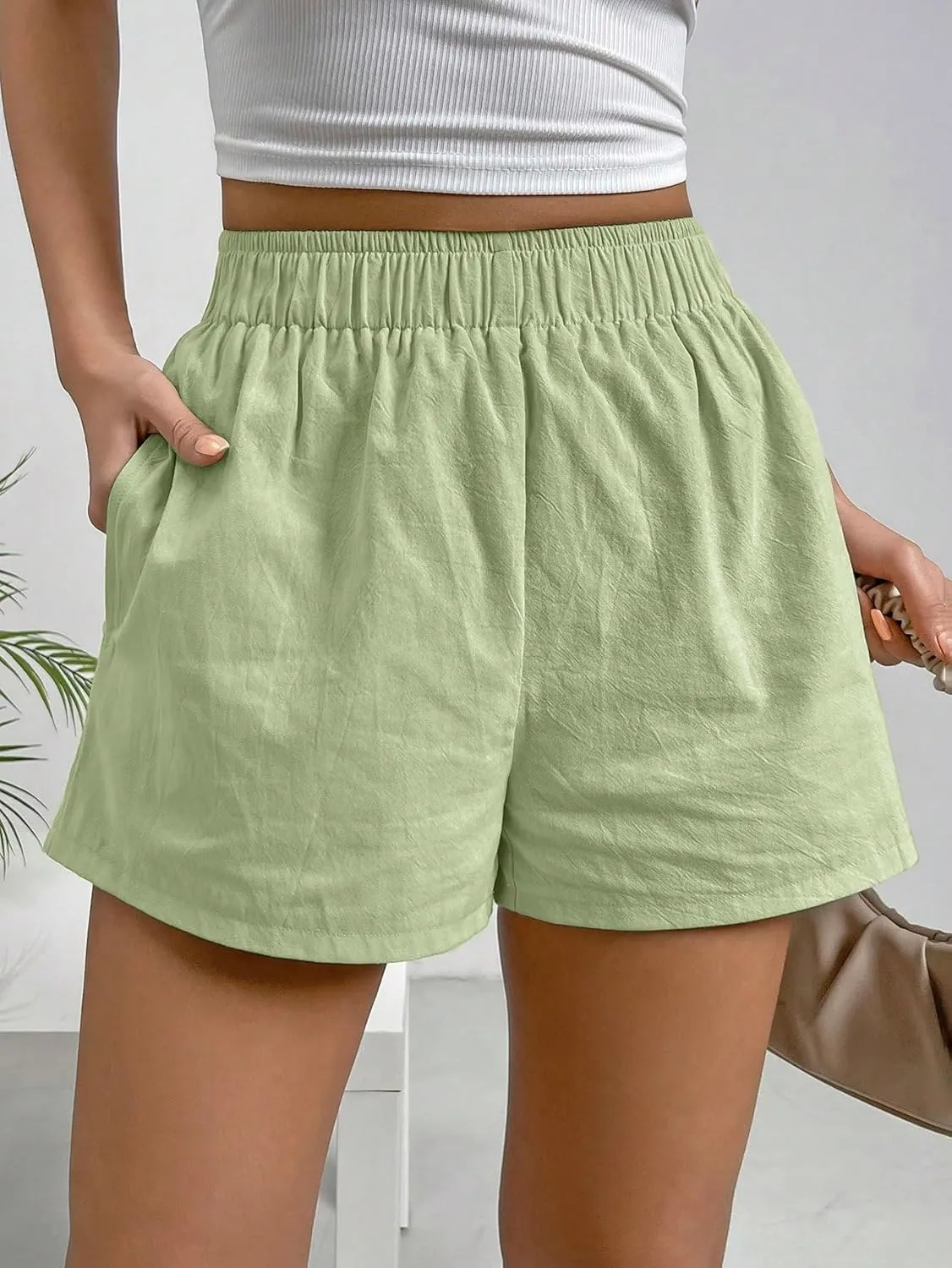 SweatyRocks Women's Boxer Shorts with Pockets Elastic Waist Casual Lounge Shorts
