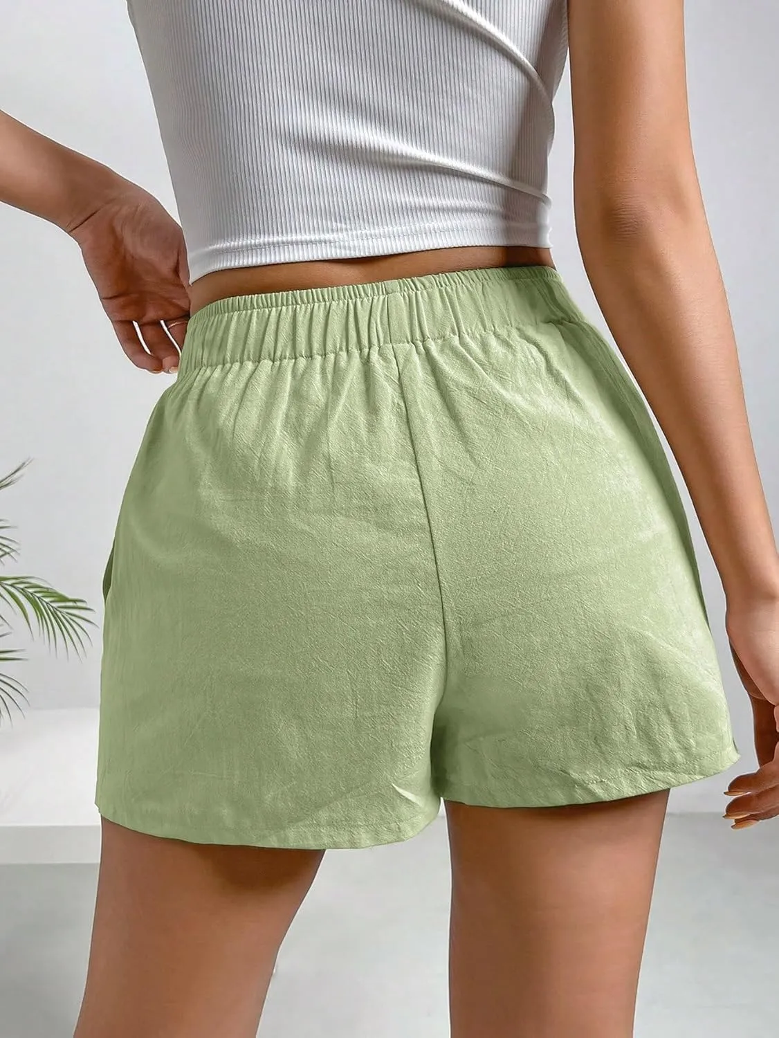 SweatyRocks Women's Boxer Shorts with Pockets Elastic Waist Casual Lounge Shorts