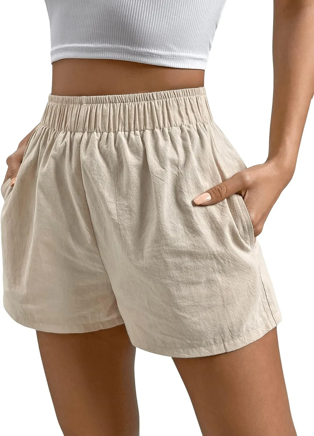 SweatyRocks Women's Boxer Shorts with Pockets Elastic Waist Casual Lounge Shorts