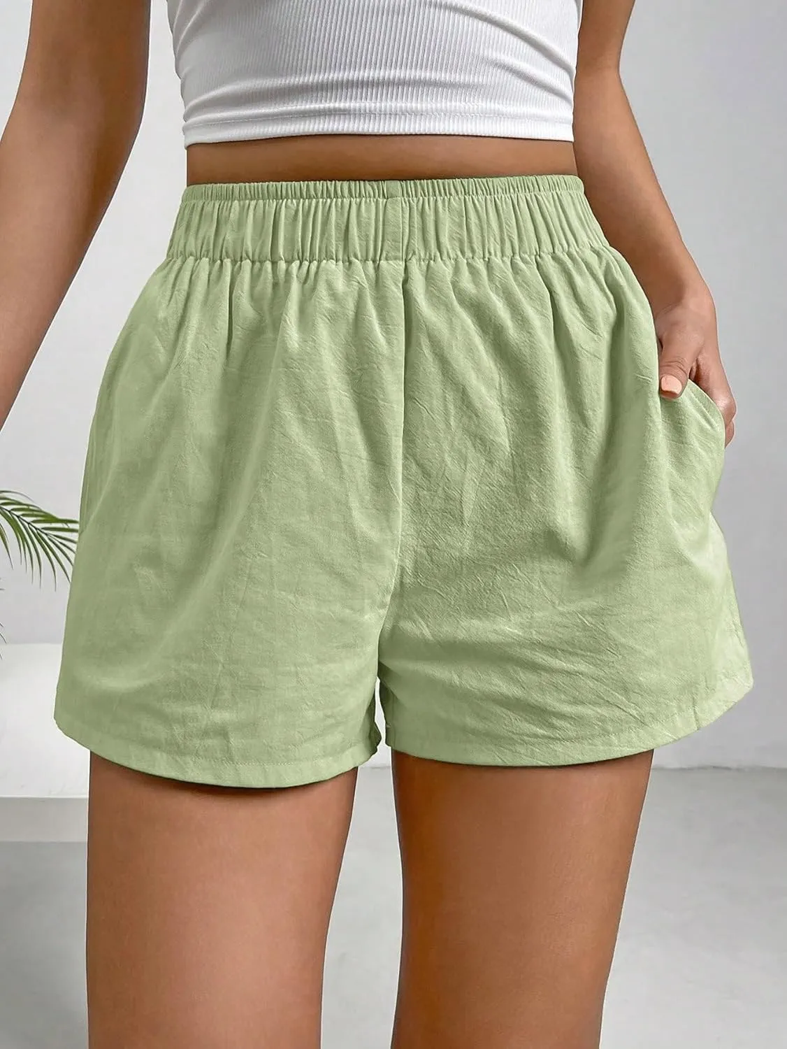 SweatyRocks Women's Boxer Shorts with Pockets Elastic Waist Casual Lounge Shorts