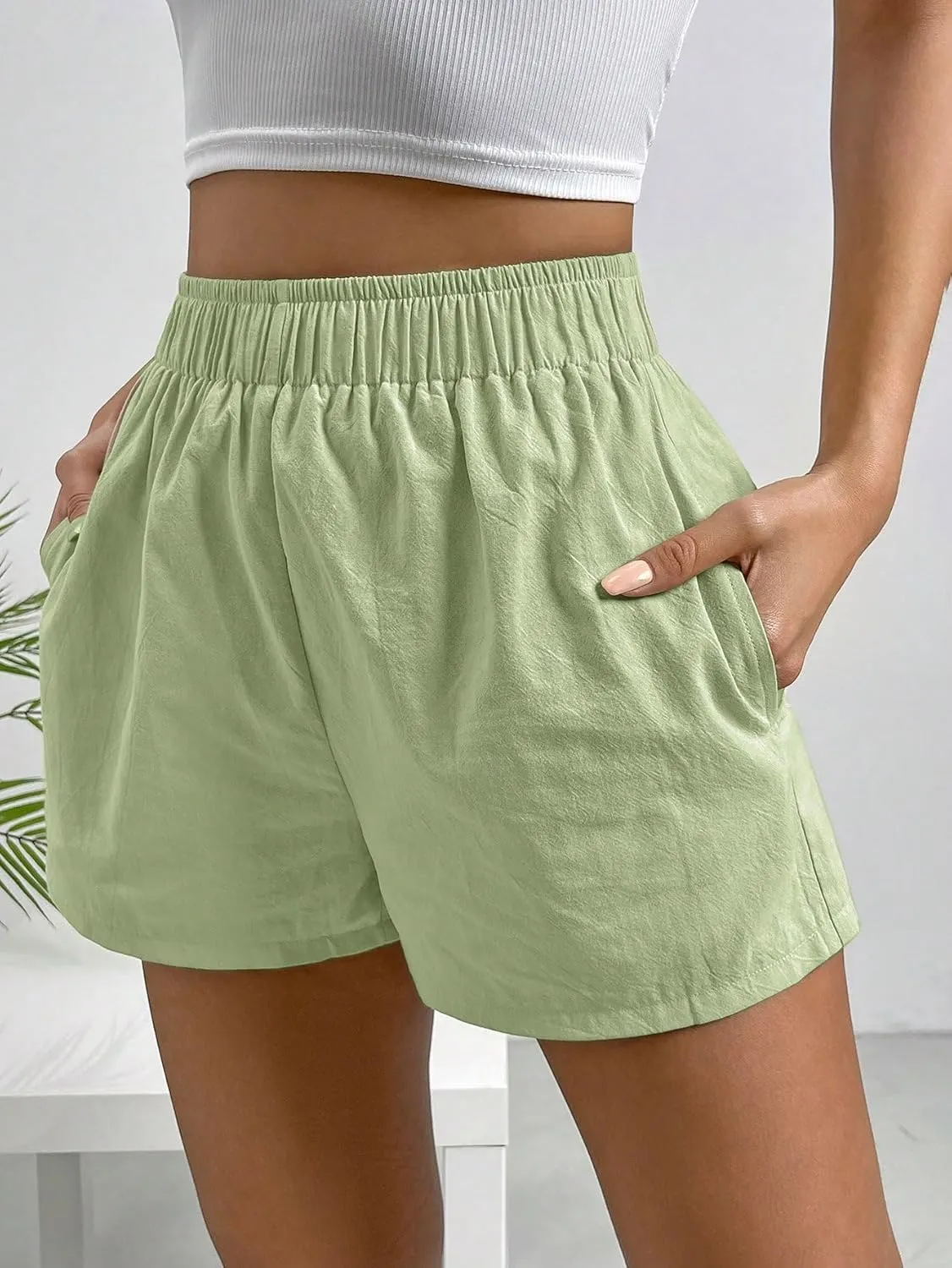 SweatyRocks Women's Boxer Shorts with Pockets Elastic Waist Casual Lounge Shorts