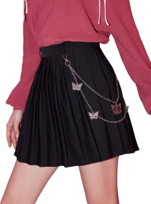 SweatyRocks Women's High Waisted A Line Pleated Skirt Cute Chain Skater Mini Skirts