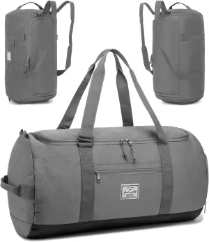 Taihoyin Gym Duffle Bag Men Large 60L Travel Duffel Bag with Shoe Compartment, Grey, Duffle Bag Backpack