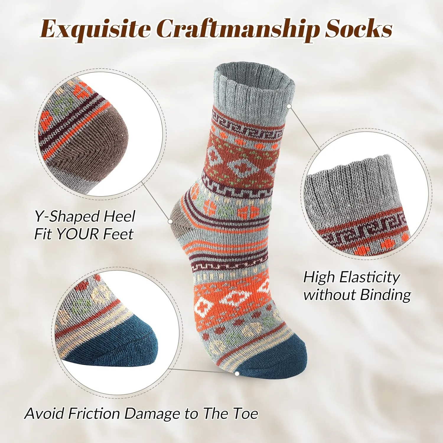 Tavaleu Womens Wool Socks - Soft Cozy Winter Warm Socks for Women Crew Socks Casual