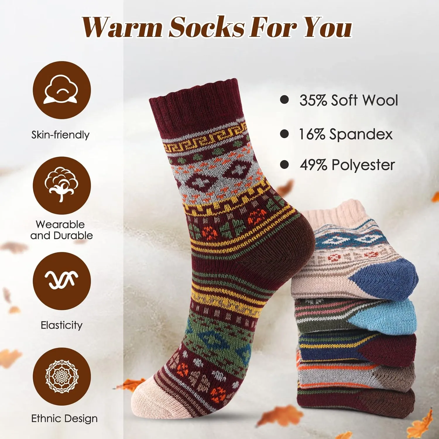 Tavaleu Womens Wool Socks - Soft Cozy Winter Warm Socks for Women Crew Socks Casual