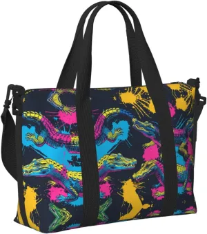 Travel Bag for Weekend Trips, Airplane Carry-On with Adjustable Strap, Crocodile (2)