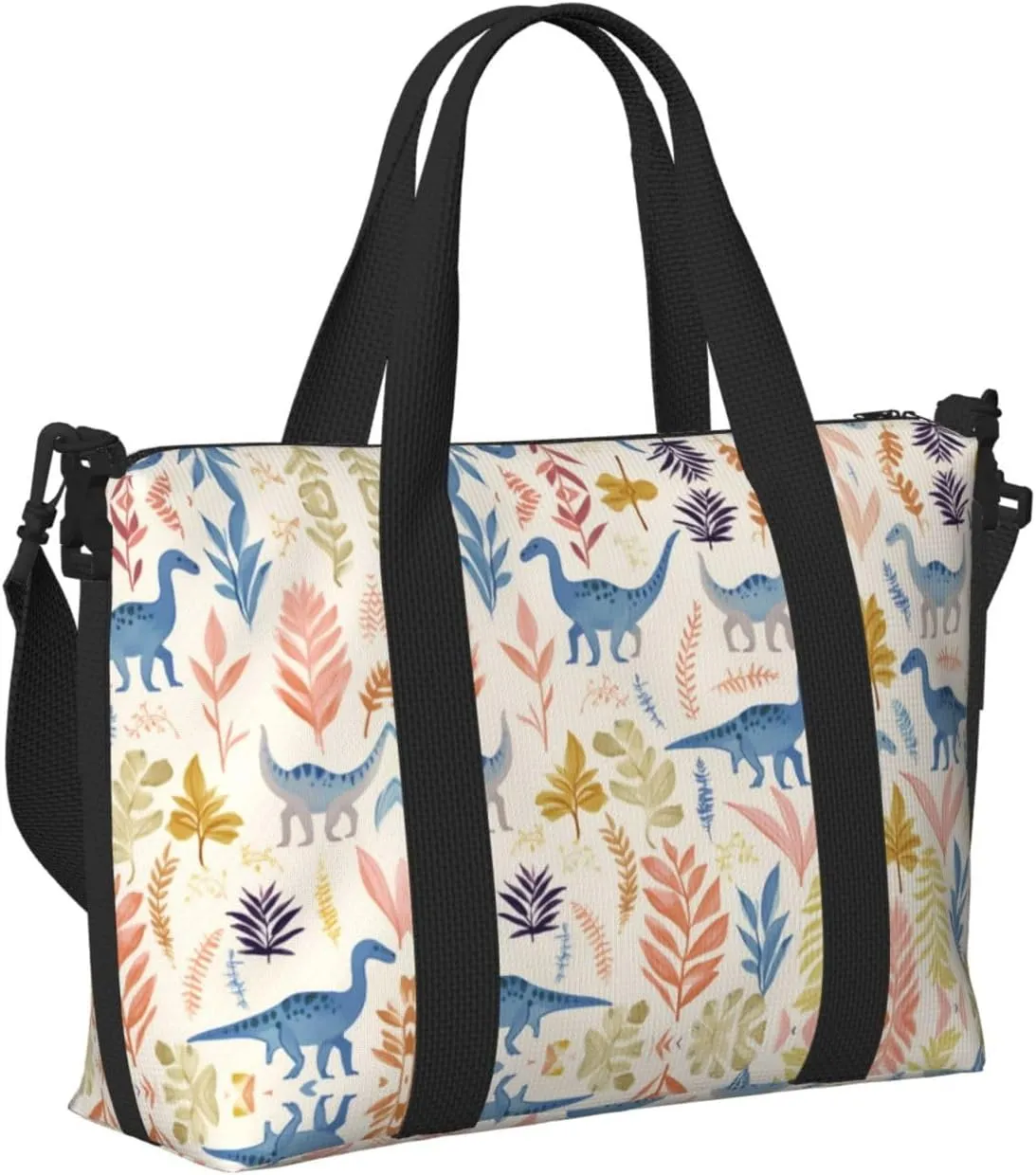 Travel Bag for Weekend Trips, Airplane Carry-On with Adjustable Strap, Cute Dinosaur (8)