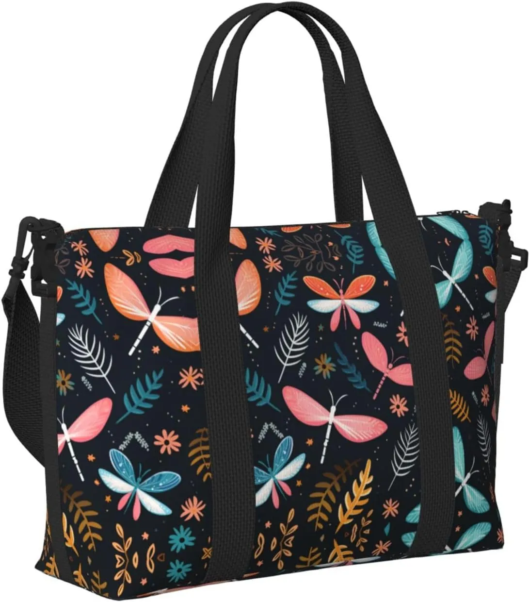 Travel Bag for Weekend Trips, Airplane Carry-On with Adjustable Strap, Cute Dragonfly (3)
