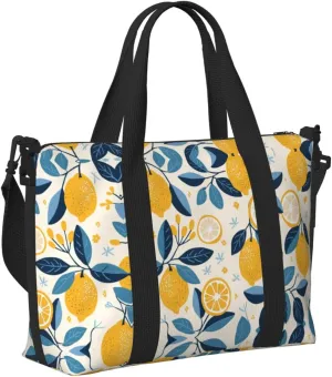Travel Bag for Weekend Trips, Airplane Carry-On with Adjustable Strap, Cute Lemon (8)