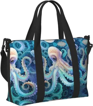 Travel Bag for Weekend Trips, Airplane Carry-On with Adjustable Strap, Cute Octopus