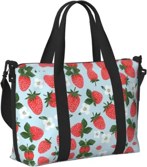 Travel Bag for Weekend Trips, Airplane Carry-On with Adjustable Strap, Cute Strawberry (2)