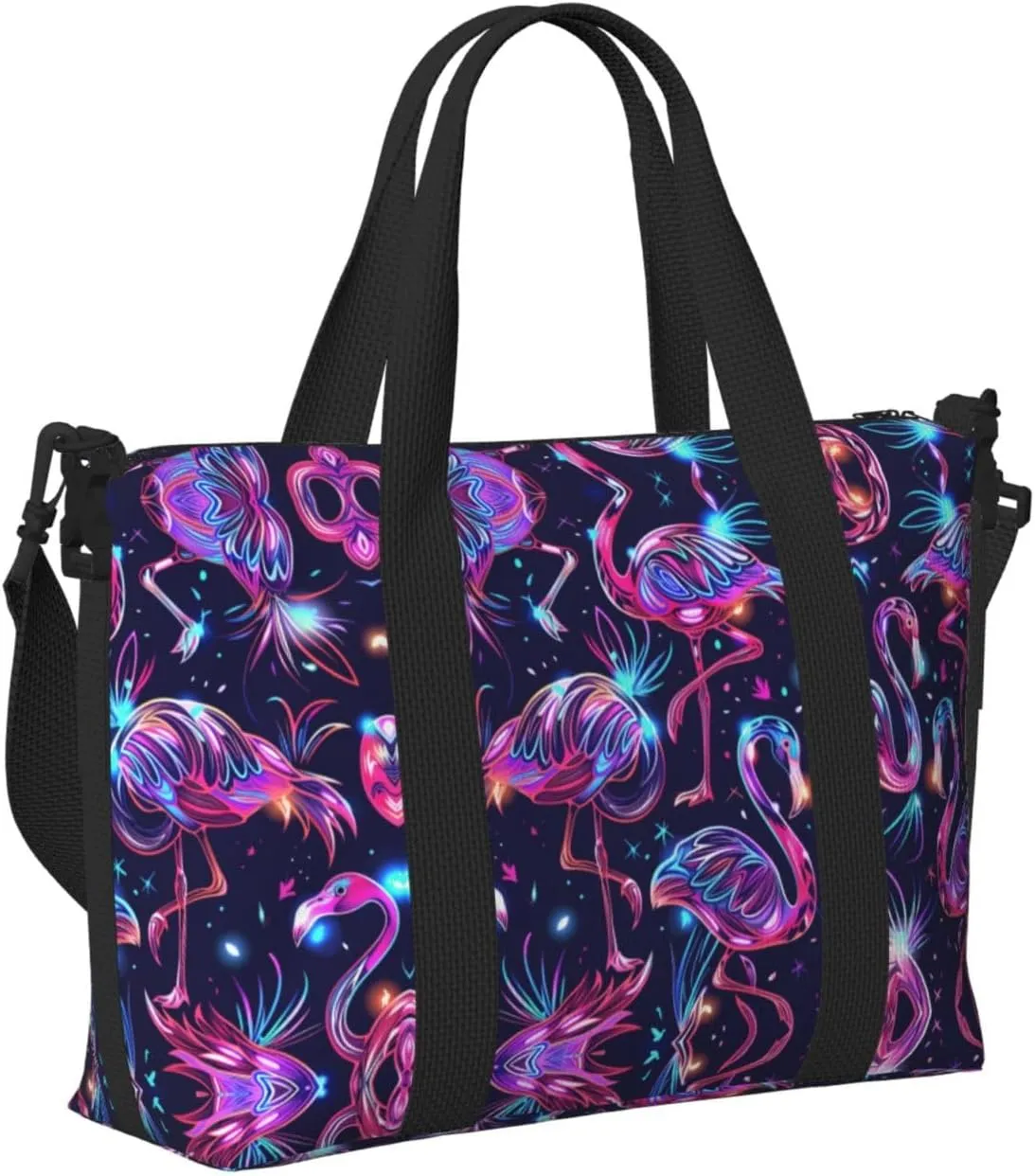 Travel Bag for Weekend Trips, Airplane Carry-On with Adjustable Strap, Flamingo (9)