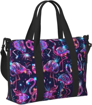 Travel Bag for Weekend Trips, Airplane Carry-On with Adjustable Strap, Flamingo (9)