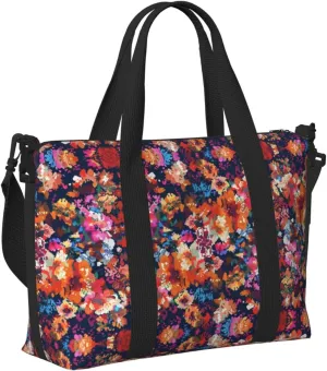 Travel Bag for Weekend Trips, Airplane Carry-On with Adjustable Strap, Flower (13)