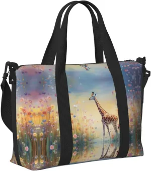 Travel Bag for Weekend Trips, Airplane Carry-On with Adjustable Strap, Giraffe (10)