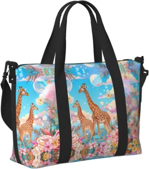 Travel Bag for Weekend Trips, Airplane Carry-On with Adjustable Strap, Giraffe (12)