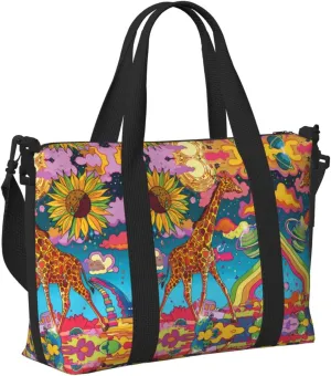 Travel Bag for Weekend Trips, Airplane Carry-On with Adjustable Strap, Giraffe (14)