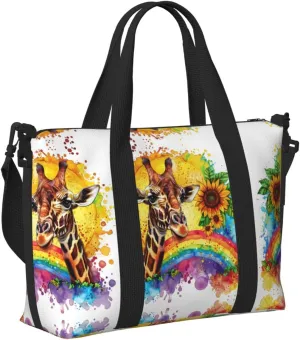 Travel Bag for Weekend Trips, Airplane Carry-On with Adjustable Strap, Giraffe (18)