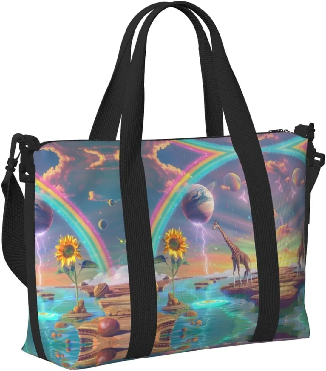 Travel Bag for Weekend Trips, Airplane Carry-On with Adjustable Strap, Giraffe (21)
