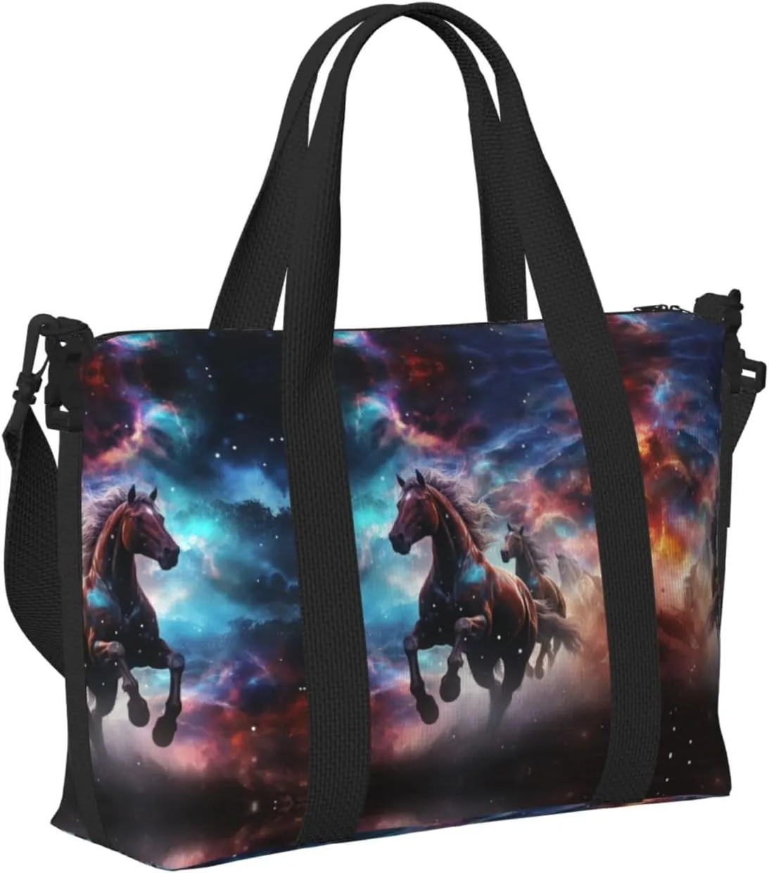 Travel Bag for Weekend Trips, Airplane Carry-On with Adjustable Strap, Horse (10)