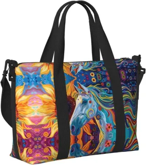 Travel Bag for Weekend Trips, Airplane Carry-On with Adjustable Strap, Horse (11)
