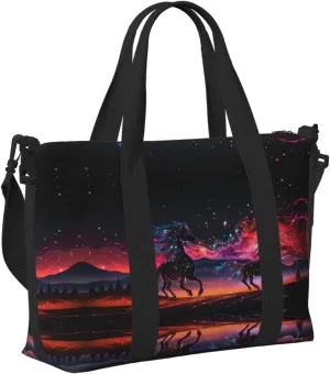 Travel Bag for Weekend Trips, Airplane Carry-On with Adjustable Strap, Horse (14)