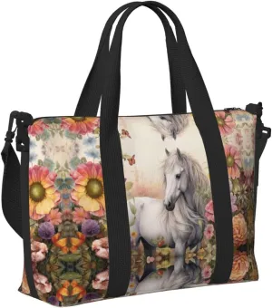 Travel Bag for Weekend Trips, Airplane Carry-On with Adjustable Strap, Horse (16)