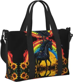 Travel Bag for Weekend Trips, Airplane Carry-On with Adjustable Strap, Horse (19)