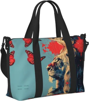 Travel Bag for Weekend Trips, Airplane Carry-On with Adjustable Strap, Lion (15)