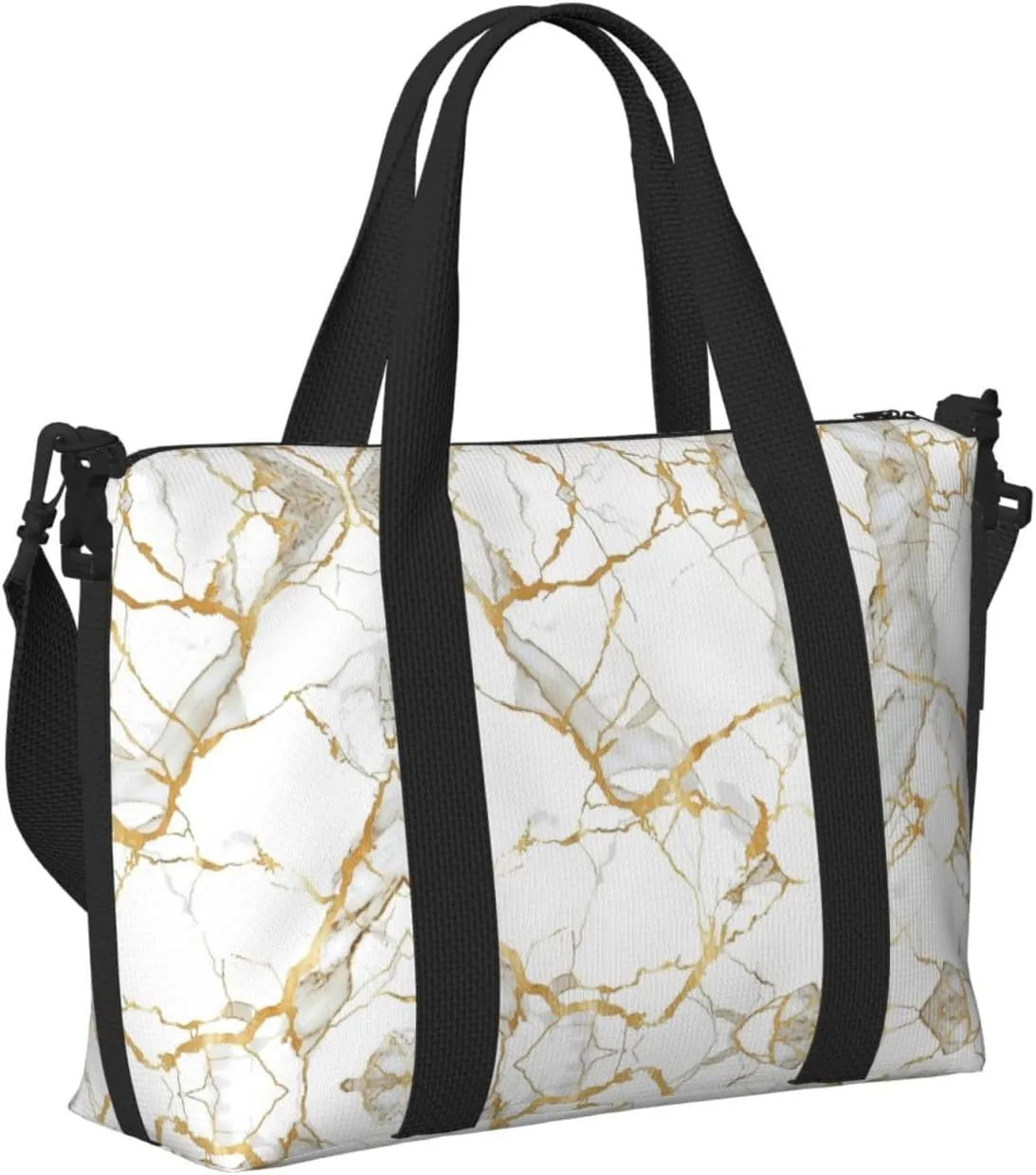 Travel Bag for Weekend Trips, Airplane Carry-On with Adjustable Strap, Marble (19)