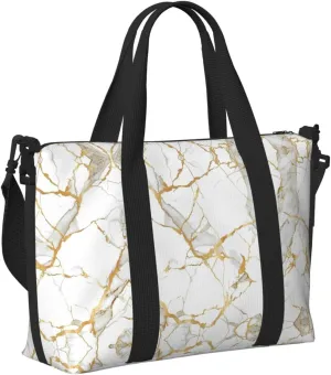 Travel Bag for Weekend Trips, Airplane Carry-On with Adjustable Strap, Marble (19)
