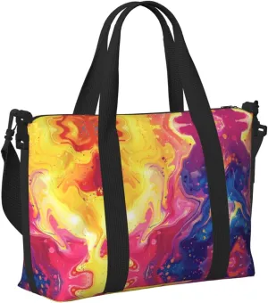 Travel Bag for Weekend Trips, Airplane Carry-On with Adjustable Strap, Marble (4)